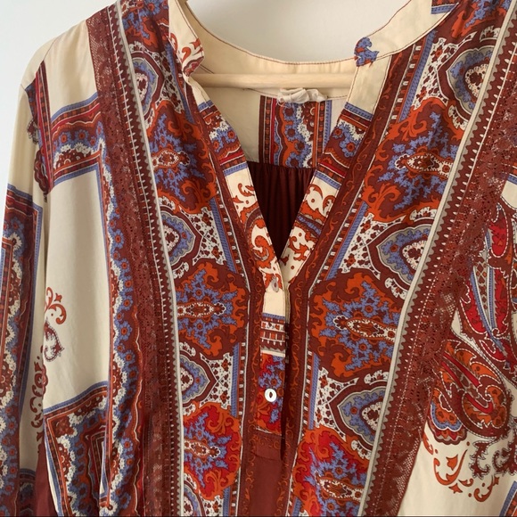 Anthro Tiny | Red Paisley Long Sleeve Blouse - Picture 3 of 9
